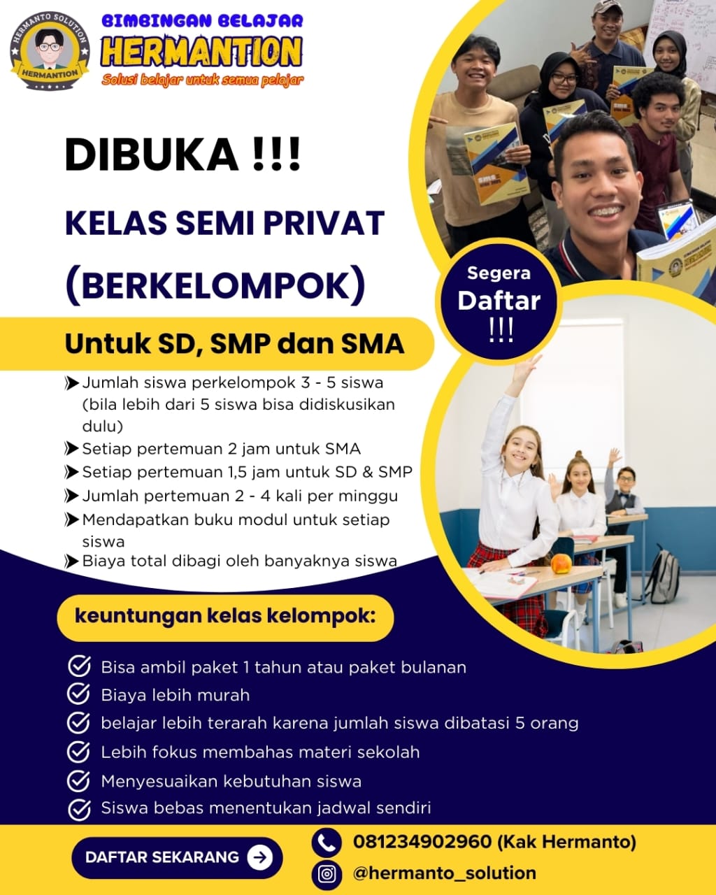 Hermantion - Kelas Semi Privat untuk SD, SMP, dan SMA
